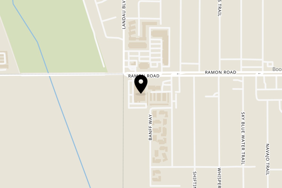 Map showing the location of Cluckin Bun on 68031 Ramon Rd in Cathedral City
